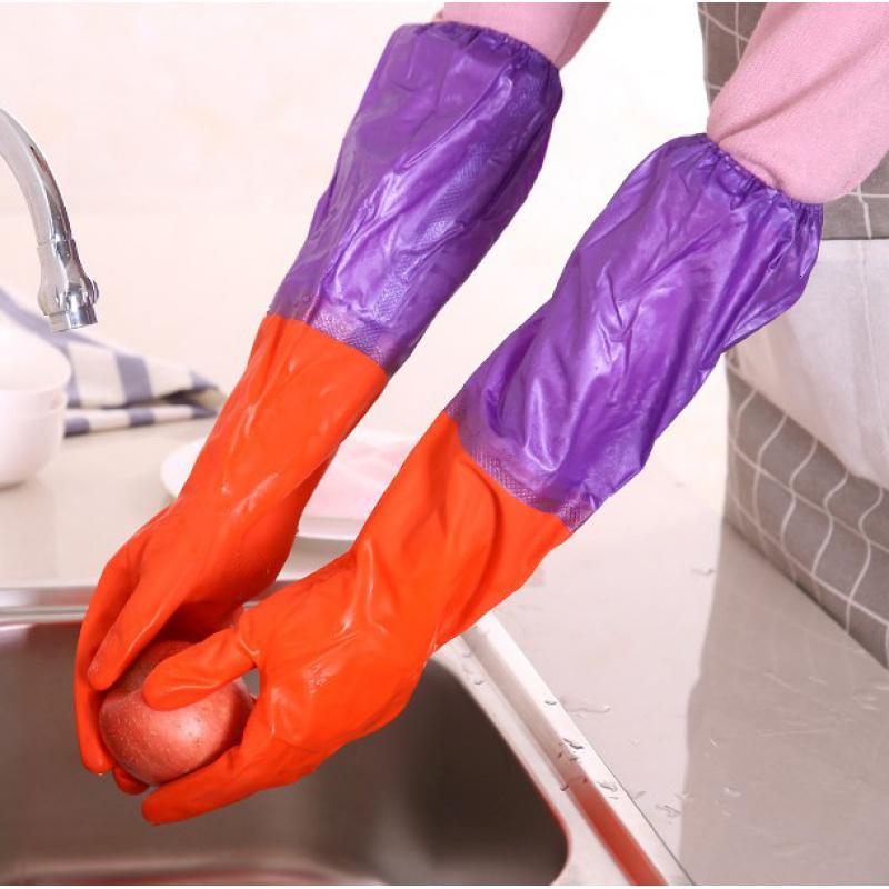 秋冬洗衣服手套女防水耐磨加绒加厚保暖耐用型冬天的带绒洗碗家务