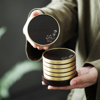 領藝 优选茶杯垫重竹黄铜实木制隔热防烫茶道功夫茶具配件套装