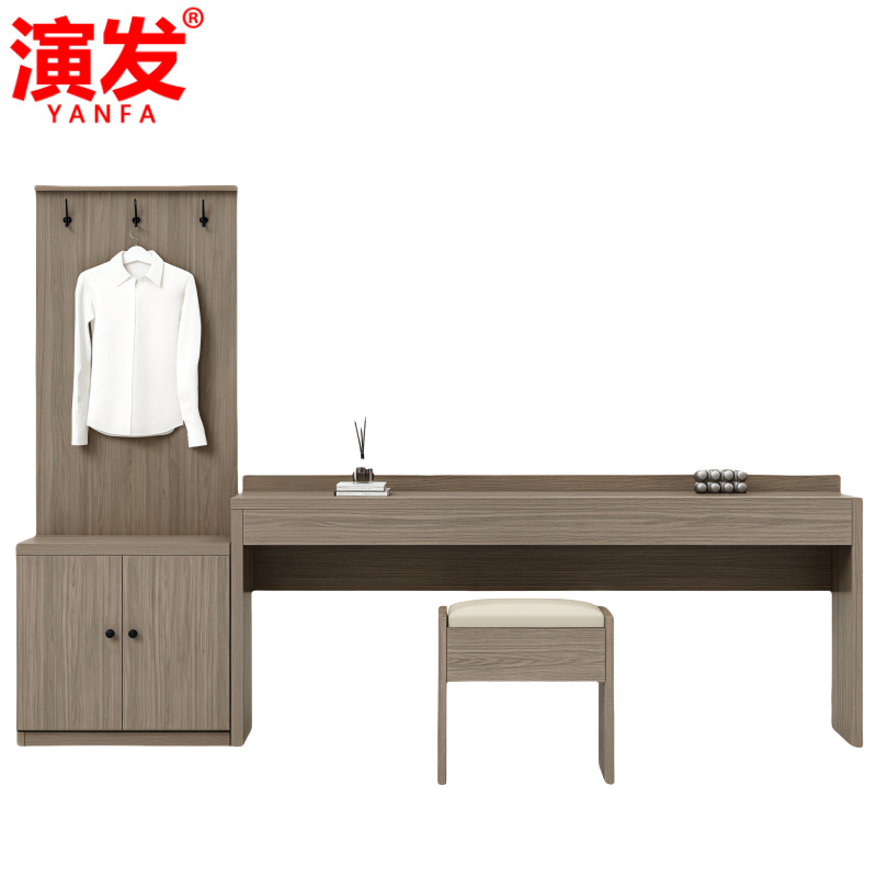演发 桌子带侧柜挂衣板C1套