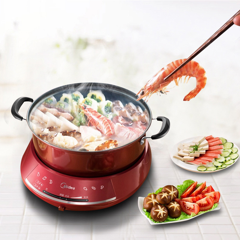 美的/Midea DHY28 电火锅电热火锅 分体式家用多功能电热锅不粘锅 4.5L 支持温度调节
