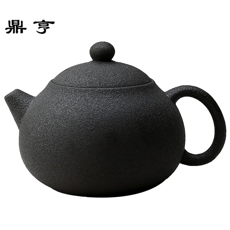 鼎亨黑陶朱泥茶壶陶瓷日式功夫茶具单壶手工粗陶西施壶加热过滤泡