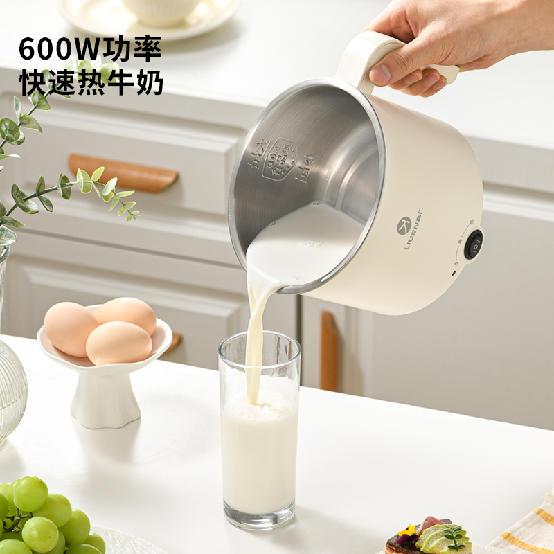 利仁(Liven)电煮锅304不锈钢0涂层内胆小电锅宿舍电煮锅电火锅电蒸锅多功能电热锅1.8升学生锅DHG-B151高清大图