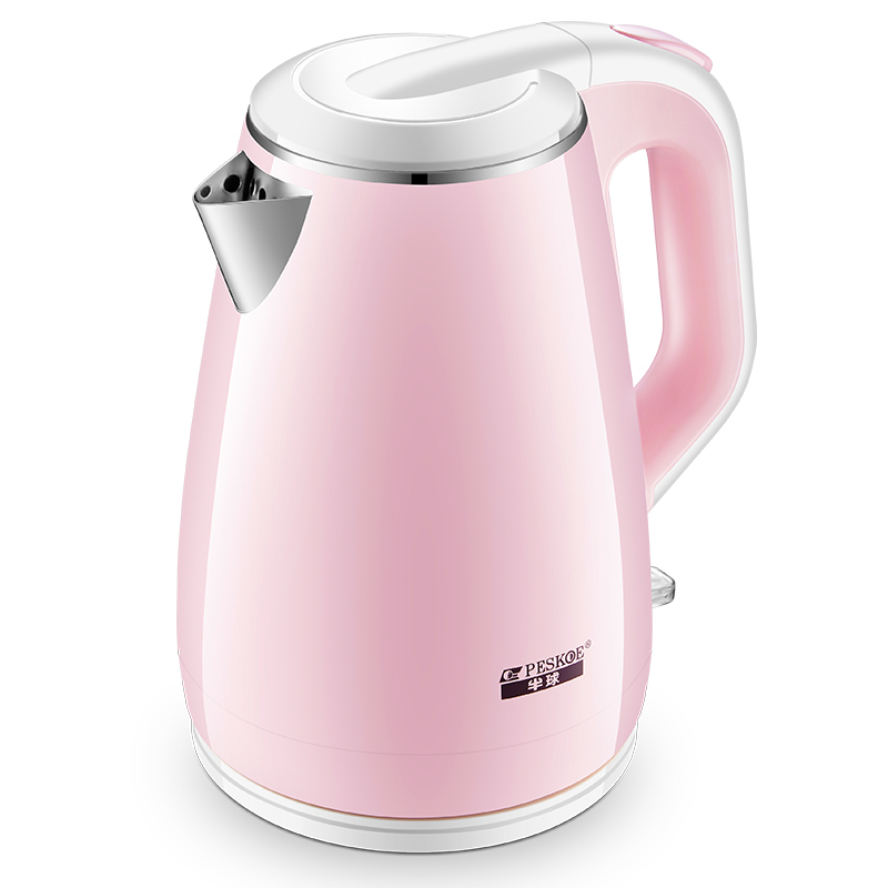 半球peskoe电水壶304不锈钢烧水壶18l双层防烫电热水壶粉色