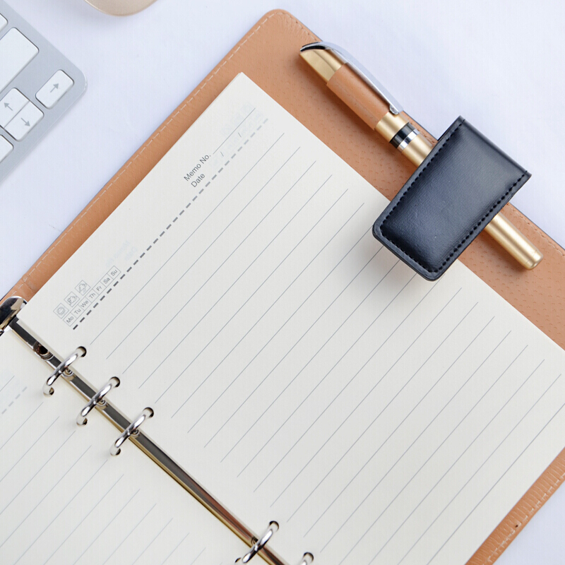 申士shenshia525k商务皮面磁扣活页本笔记本黑色2525