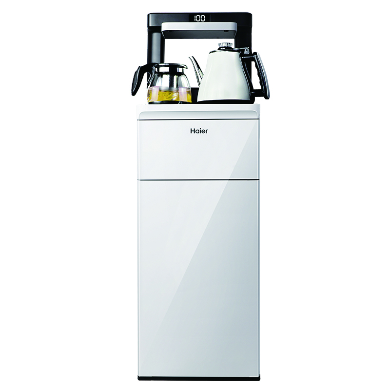 海尔(Haier)小白茶吧机 家用立式饮水机办公室智能多功能温热型双门自动上水可调温 YR1962-CB 梨花白