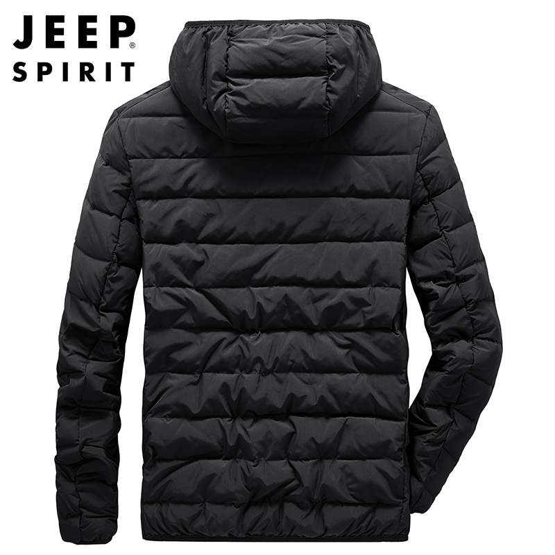 JEEP吉普男士羽绒服秋冬轻便连帽防风羽绒棉服修身休闲棉袄中青年户外保暖上衣高清大图