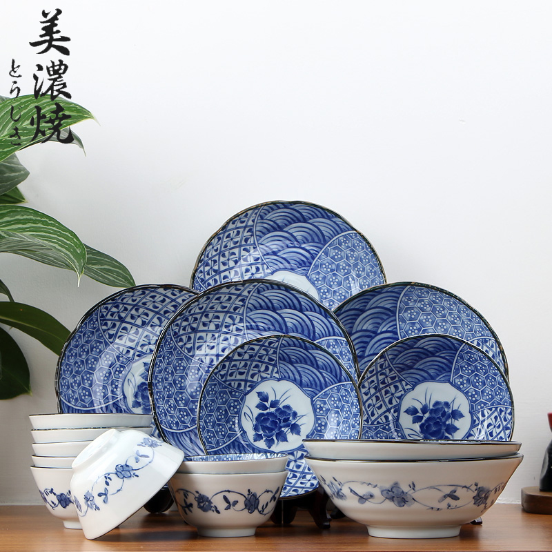 美浓烧陶瓷餐具套装20头瓷器餐具套装 日式进口碗碟套件简约(花祥瑞套装)