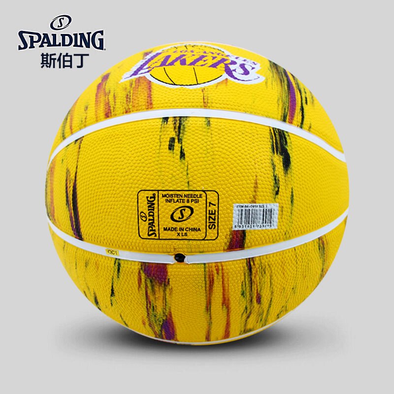 斯伯丁(SPALDING)篮球大理石印花系列NBA湖人队徽84-095Y橡胶材质室外通用篮球七号篮球