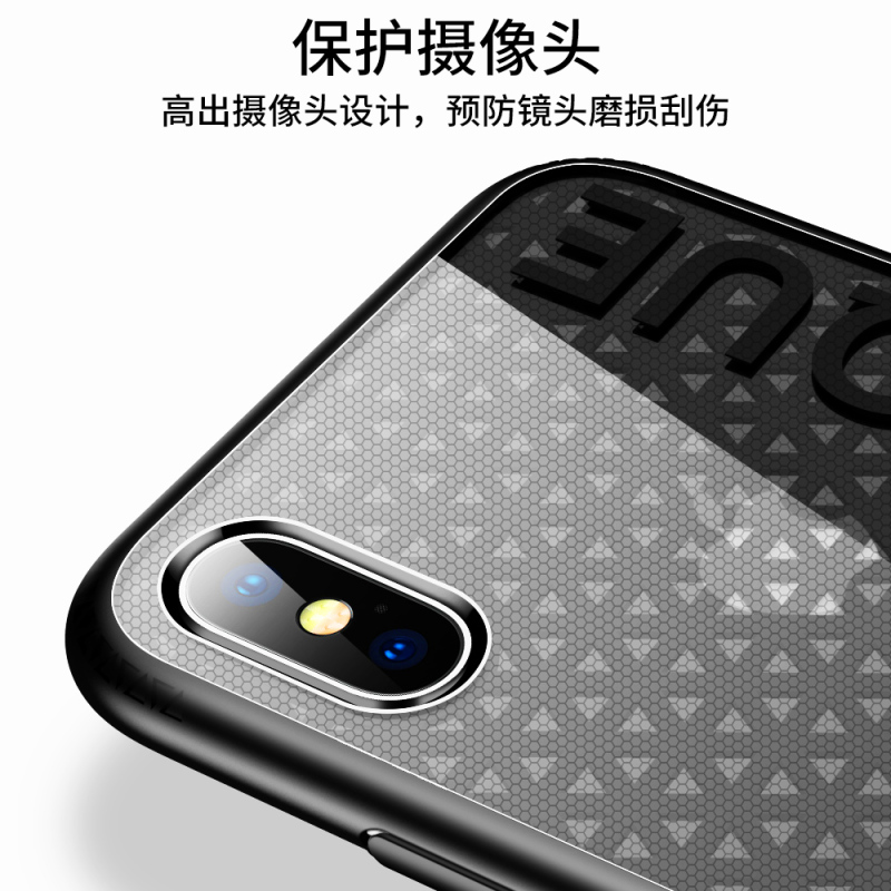 iPhoneX经典网格手机壳 透明PC背板与柔性TPU多材质相结合 预防镜头刮伤 适用于苹果x保护套 粉色