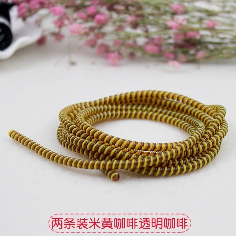 家柏饰(CORATED)耳机保护绳充电器保护线苹果安卓手机保护套耳机弹簧缠绕线器 1.1米米黄咖啡透明咖啡【两条装】