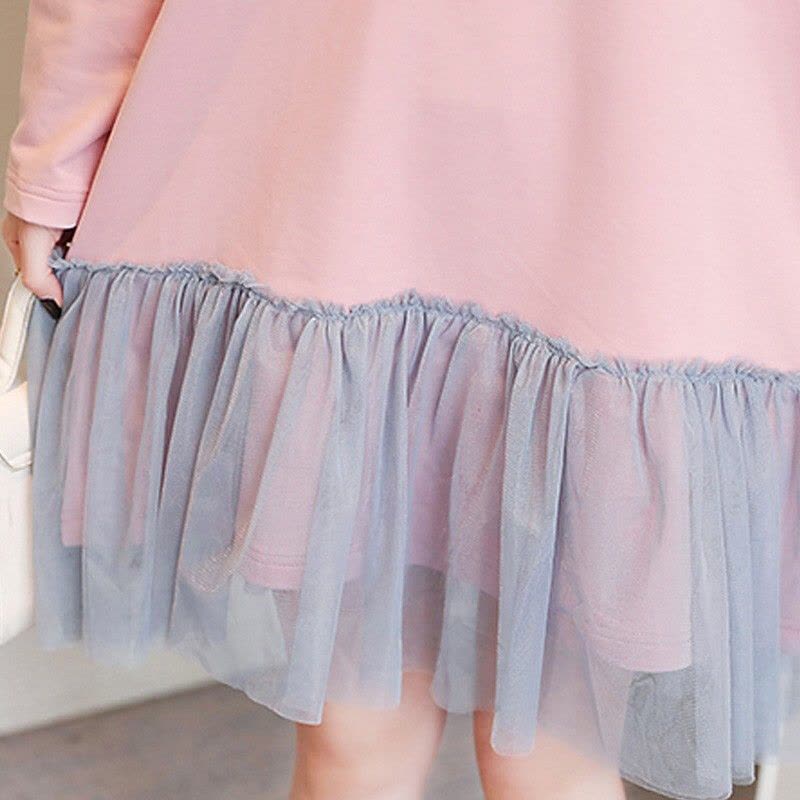 迪鲁奥(DILUAO)孕妇装2021秋冬新款辣妈韩版长袖宽松卫衣甜美可爱中长款秋季裙子图片