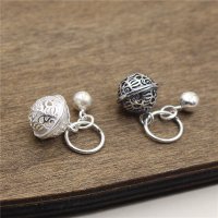艾银饰品 S925纯银配件 DIY手工手链铃铛坠 泰银花千骨宫铃挂件送女朋友老婆生送女朋友七夕情人节礼物