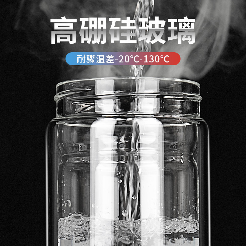 味之享耐热防爆耐高温水杯双层保温玻璃杯大容量泡茶杯男士个人喝水杯子
