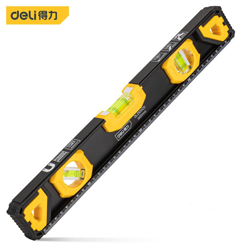 得力(deli)高精度带多功能靠尺水平仪DL292400水平尺400mm 工字实心铝高清大图