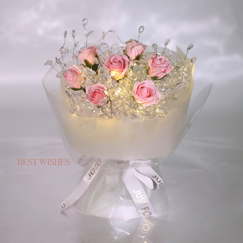 2192-1水晶款(送中号礼袋) 干花包 满天星花束干花小花束玫瑰花送女友生日香皂花仿真花表白男生礼物