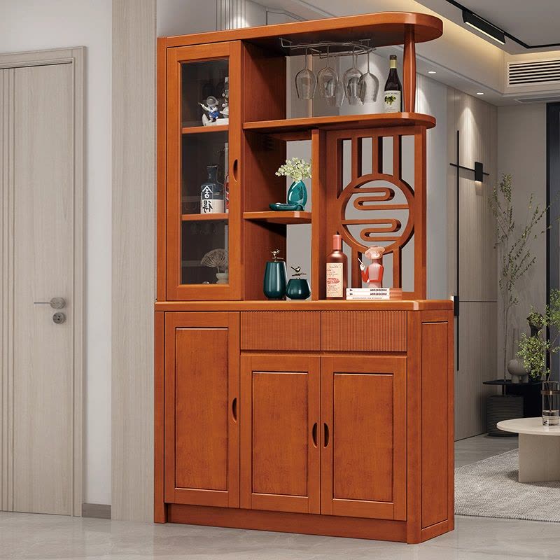 青木川实木酒柜鞋柜一体靠墙双面客厅餐厅家用入户玄关柜隔断遮挡储物柜图片