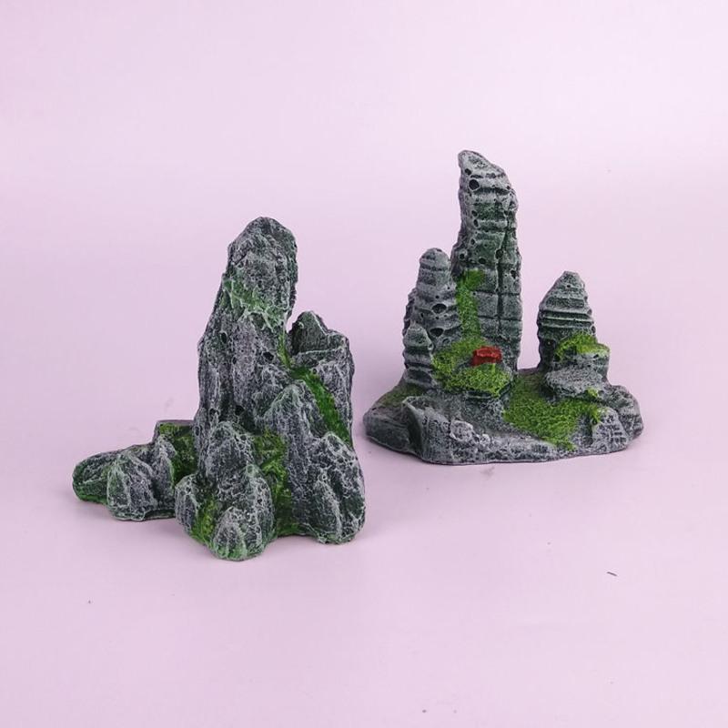 鱼缸仿真假山小鱼缸造景石小桥城堡装饰水族箱摆件鱼虾躲避屋石洞1号