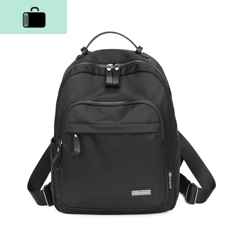 双肩包女韩版潮新款百搭牛津布时尚学生书包休闲帆布黑色轻便背包NEWLAKE 黑色小号