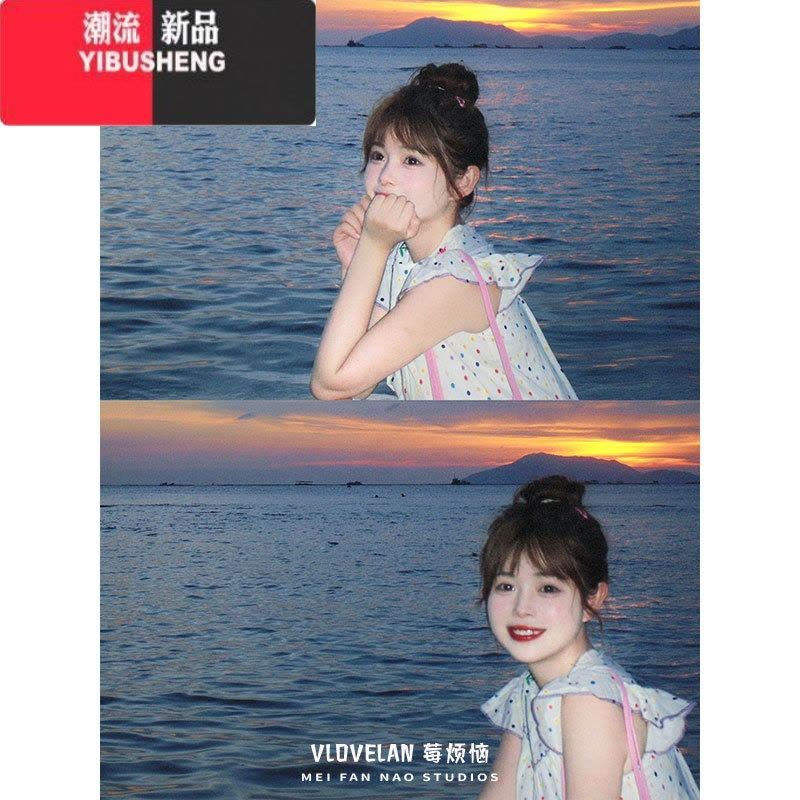 YIBUSHENG多巴胺穿搭波点小飞袖连衣裙女新款2024学院风刺绣宽松显瘦娃娃裙图片