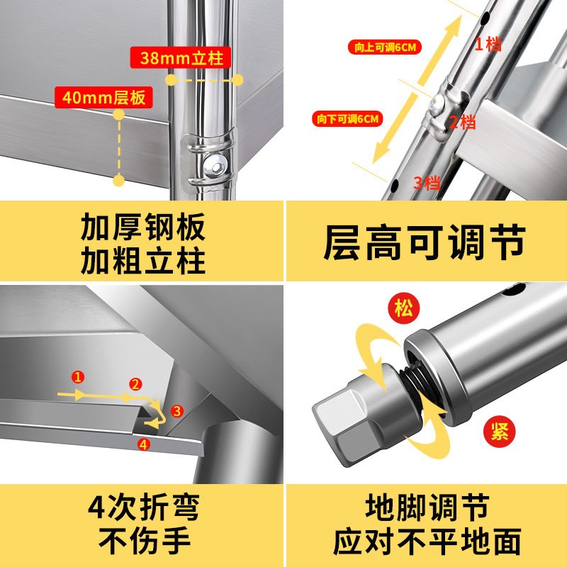 鑫佰狮不锈钢货架置物架五层落地式收纳架五层架子长90宽40高180CM高清大图