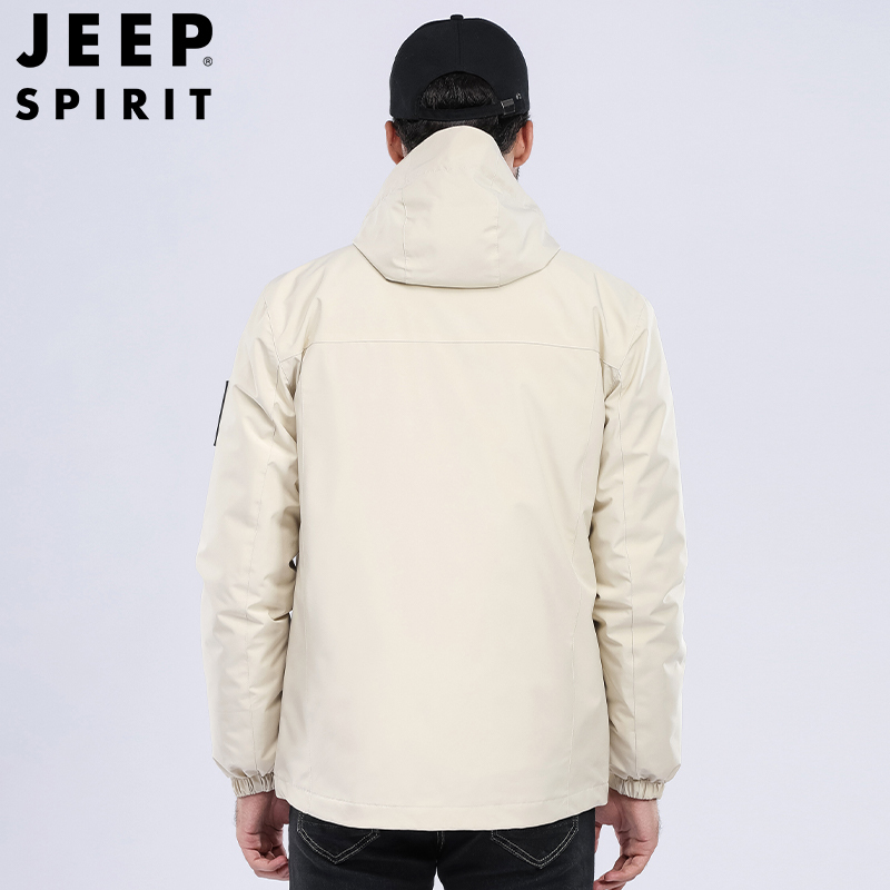 JEEP SPIRIT吉普男士夹克冲锋外套男女情侣款户外防寒服装加厚防风冬装衣服
