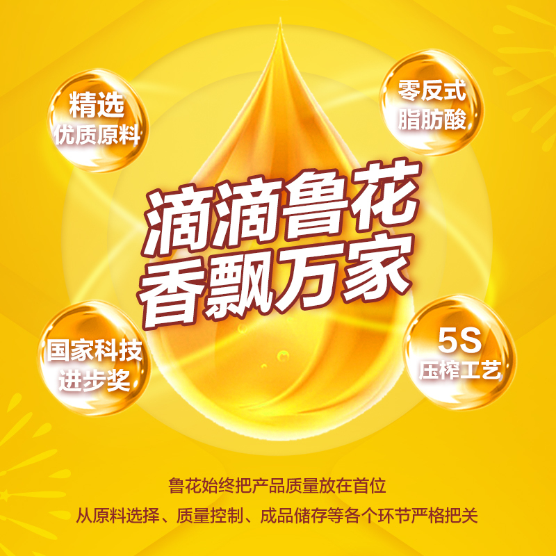 鲁花食用油5S物理压榨一级香飘九州花生油 1L*1桶高清大图