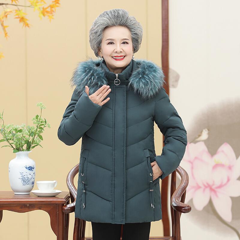 迪鲁奥（DILUAO)40岁50岁妈妈穿的中老年人女装冬装外套老人妈妈奶奶装老太太上衣羽绒_281 5XL(建议145-155斤) 绿色(单件上衣)
