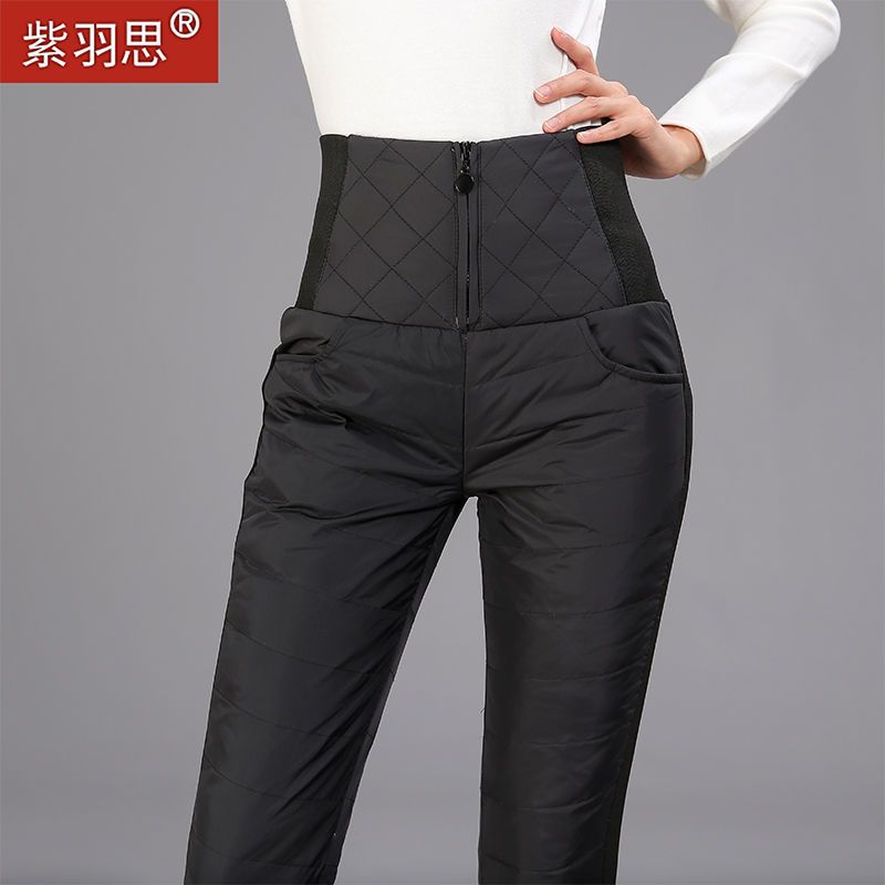 羽绒裤女外穿冬季高腰显瘦修身中老年羽绒裤加厚大码保暖棉裤鸭绒
