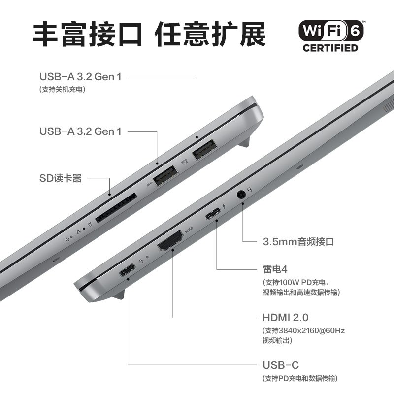 联想小新Pro16 2022款16英寸轻薄本笔记本电脑(12代酷睿i5-12500H 16G 512G 2.5K 120Hz) 皓月银高清大图