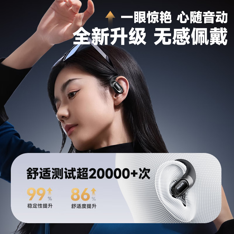 飞利浦无线蓝牙耳机挂耳式TAT3769-黑高清大图