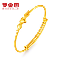 梦金园 黄金手镯 足金9999爱心天使 简约时尚手环女款 黄金饰品首饰