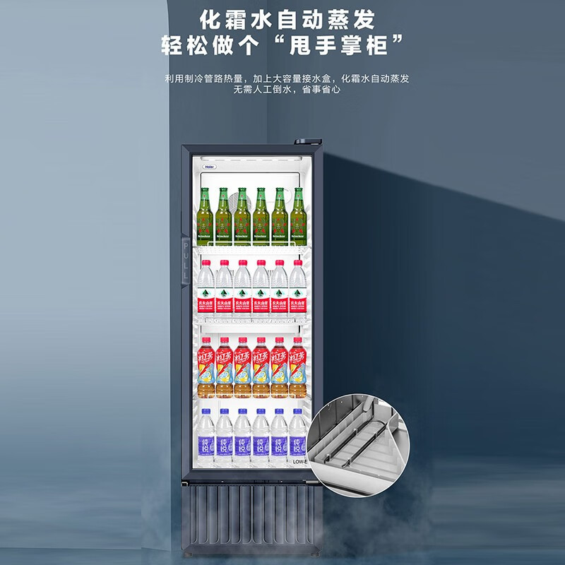海尔(Haier)309升风冷无霜立式展示柜冷藏保鲜家用超市便利店大容量饮料酸奶玻璃门冰柜 309升一级能效