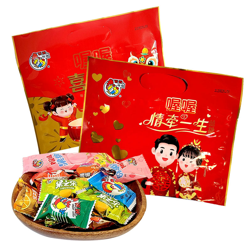 喔喔喜庆糖情牵一生袋装68g婚庆结婚喜糖休闲零食品高清大图