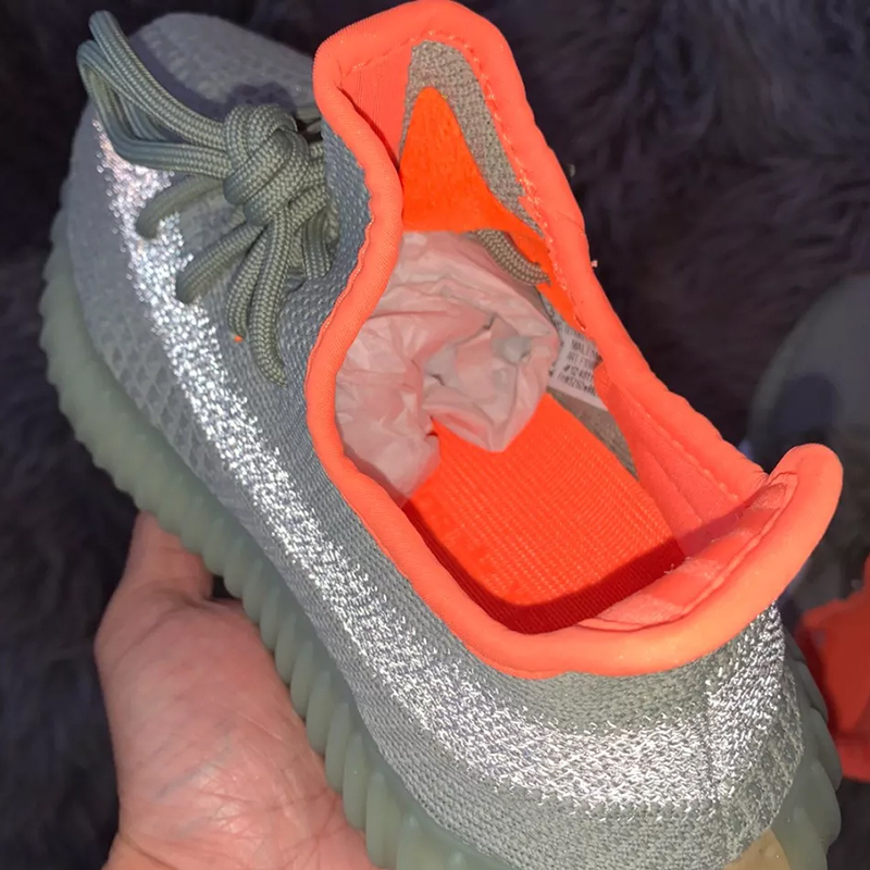 限量潮鞋adidas阿迪达斯yeezy350v2灰橙侧透满天星椰子跑步鞋fx9035