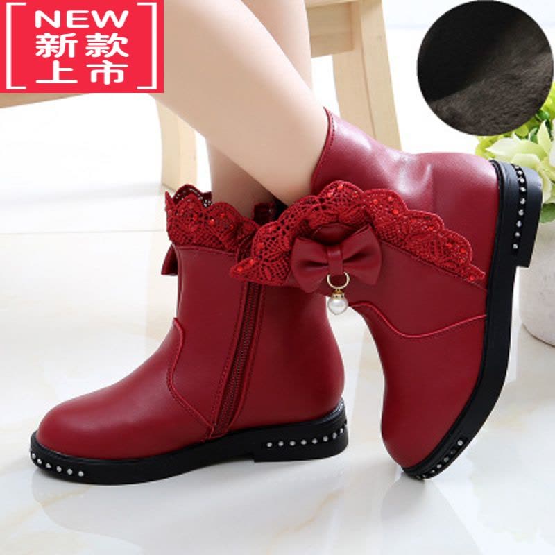 可莉允女童靴子冬2022新款韩版靴儿童短靴加绒公主雪地靴小女孩棉鞋图片