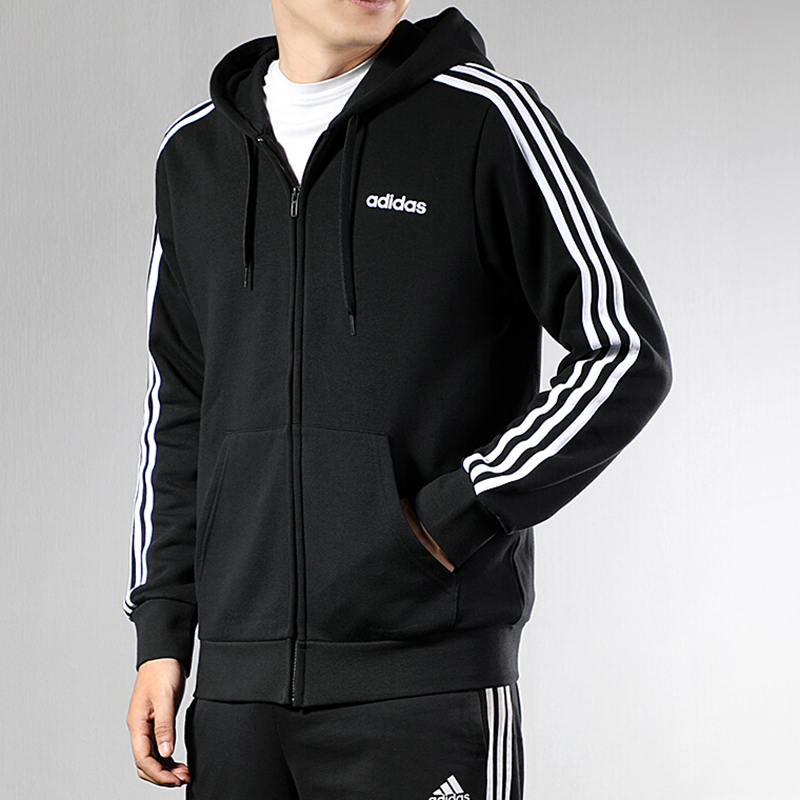 adidas阿迪达斯男服外套连帽开衫休闲运动服dq3101内里薄绒团购款式n