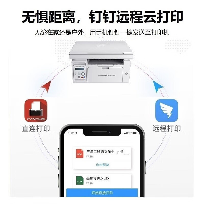 奔图(PANTUM)M6568NW A4黑白激光打印机一体机无线WiFi激光打印机复印网络多功能一体机连手机远程办公家用