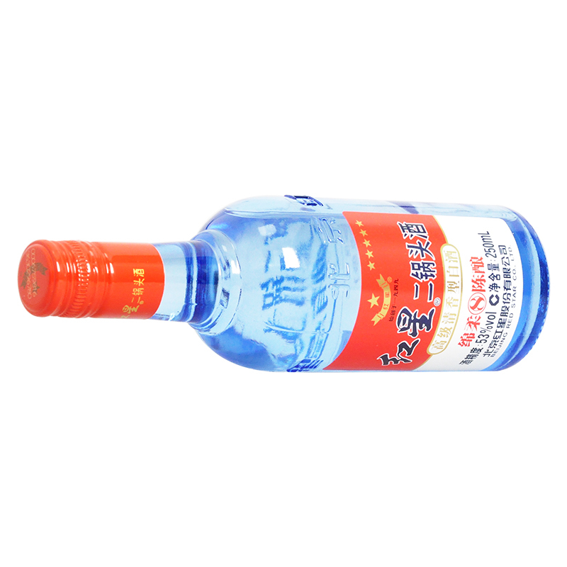 红星 白酒 蓝瓶二锅头 绵柔8陈酿 53度 250ml*24瓶 整箱装 清香型白酒(新老包装随机发货)