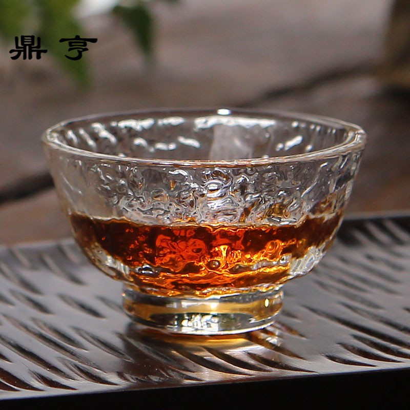 鼎亨日式玻璃品茗杯 简约加厚耐热锤纹茶杯主人杯 功夫茶具茶道