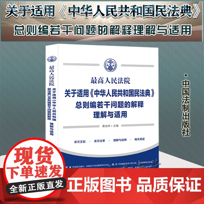 正版 最高人民法院关于适用中华人民共和国民法典总则编若干问题的解释理解与适用 费安玲 主编 中国法制出版社9787521