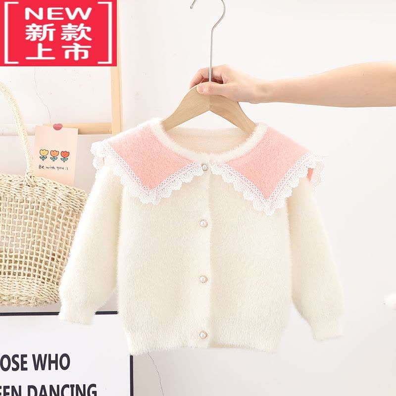 可莉允女童开衫毛衣春秋季童装儿童女宝宝卡通翻领针织衫外套上衣图片