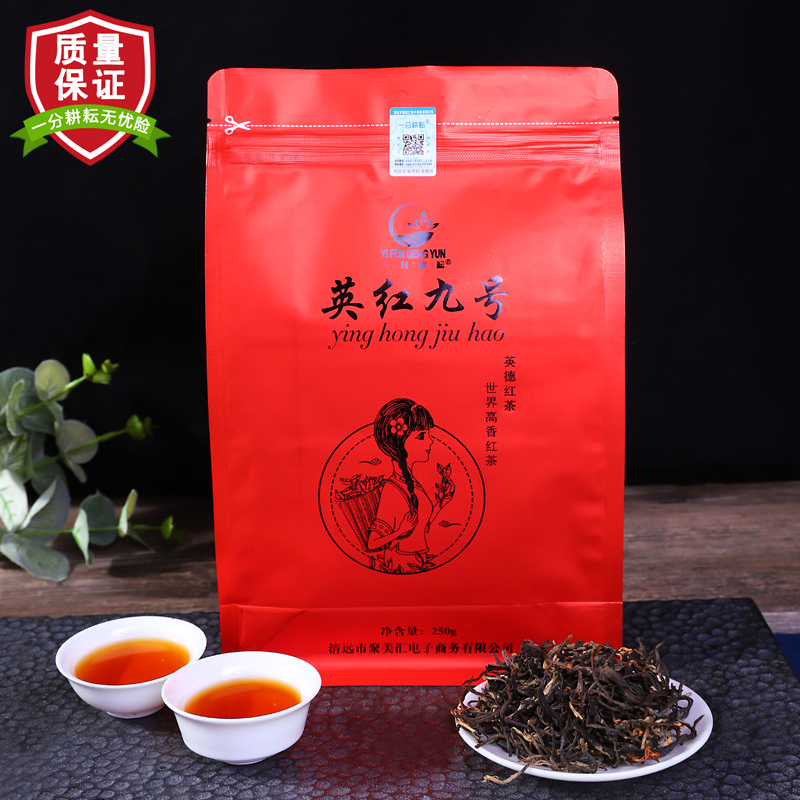 功夫红茶 茶叶 英红九号 英德红茶自立封口袋 内置拉链 升级版500g（送主人杯）