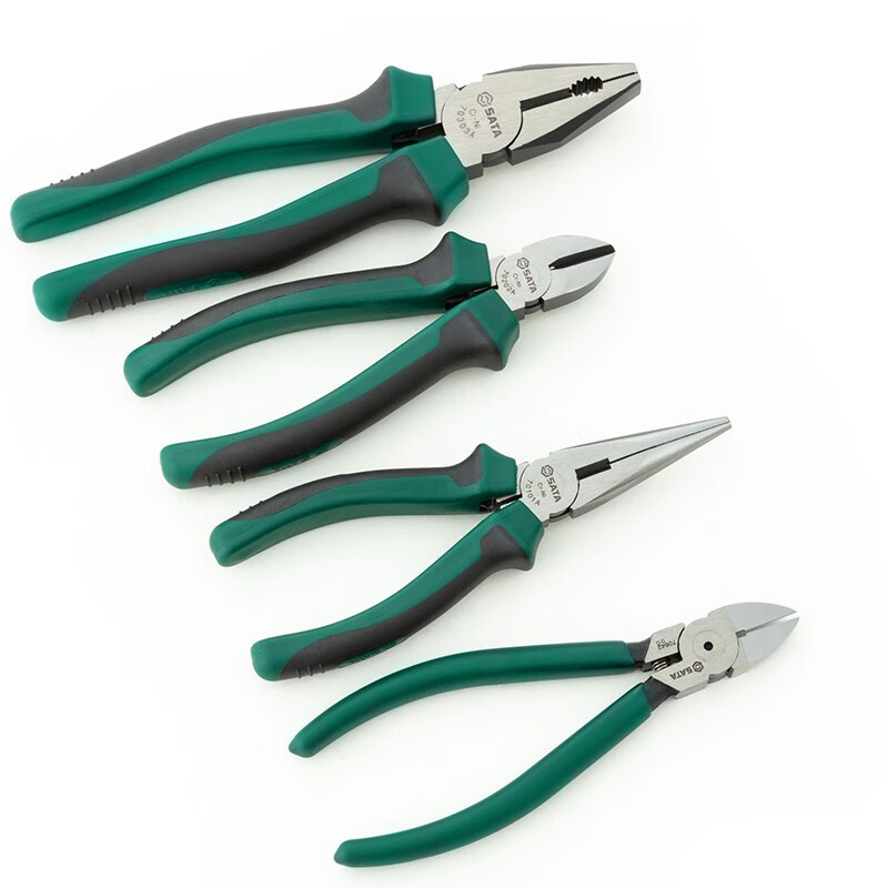 世达(SATA)4件套钳子工具托组套钢丝钳斜嘴钳尖嘴钳水口钳09912 4件钳子组套高清大图