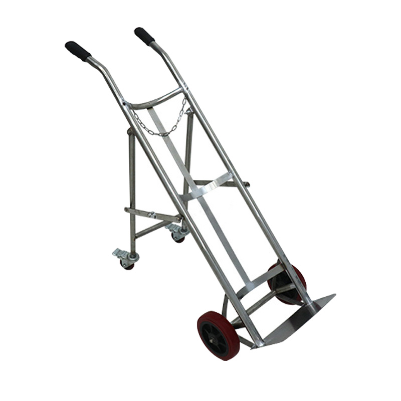 臻远ZY-C11气瓶车不锈钢手推车氧气乙炔瓶手推车 201不锈钢单瓶带支架