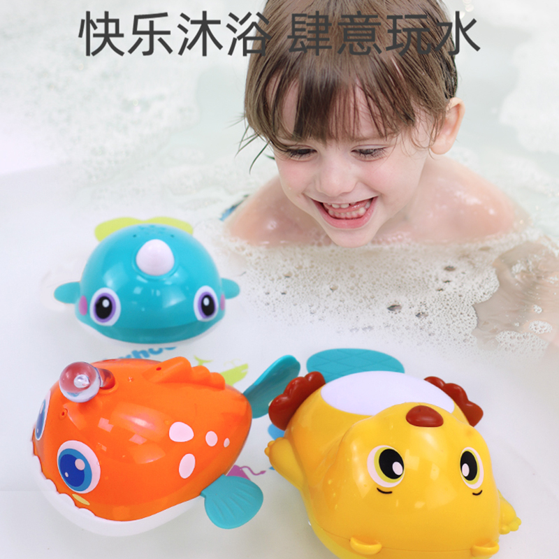 汇乐宝宝洗澡游泳玩伴电动鱼感应好奇戏水玩具儿童喷水小动物鲸鱼独角鲸高清大图