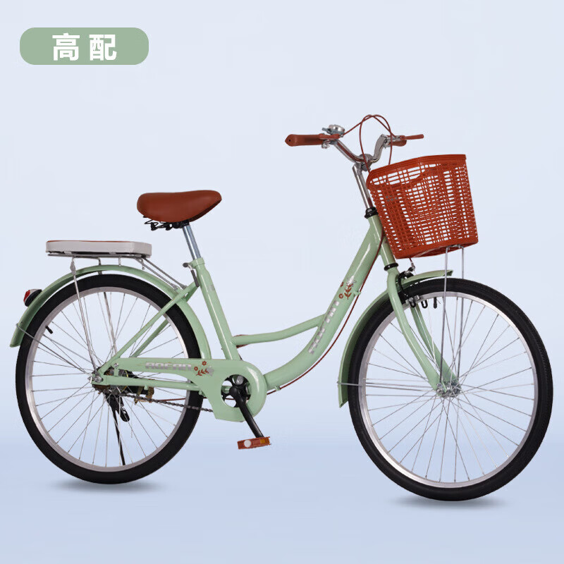 轻便自行车男女通用学生上班通勤单车24 26寸 竹叶绿【高配】充气胎 26寸适合身高165-180mm