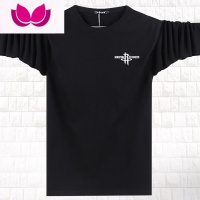 七斓男士长袖T恤秋衣大码男士卫衣圆领打底衫潮流宽松t恤 XL建议135-150斤 黑色火箭