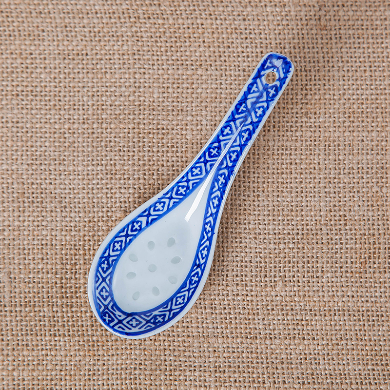 白瓷小勺10个10个装勺子陶瓷调羹小汤勺景德镇陶瓷餐具青花玲珑家用