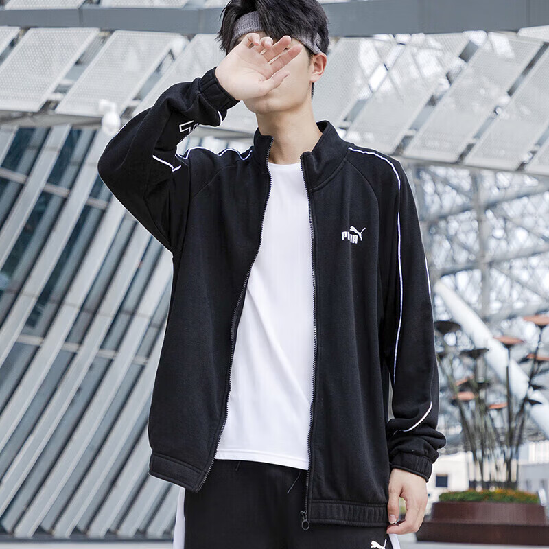 彪马(PUMA)男上衣23春季运动服青年潮流时尚训练舒适透气休闲外套针织夹克6744-01XS(165/8_851886