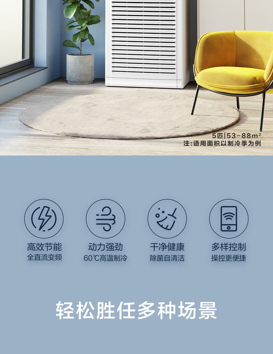 立柜式冷暖空调|KFRd-120LW/7YA81|5匹变频冷暖; 一级能效|海尔|纯白;含空调普通支架|高清大图